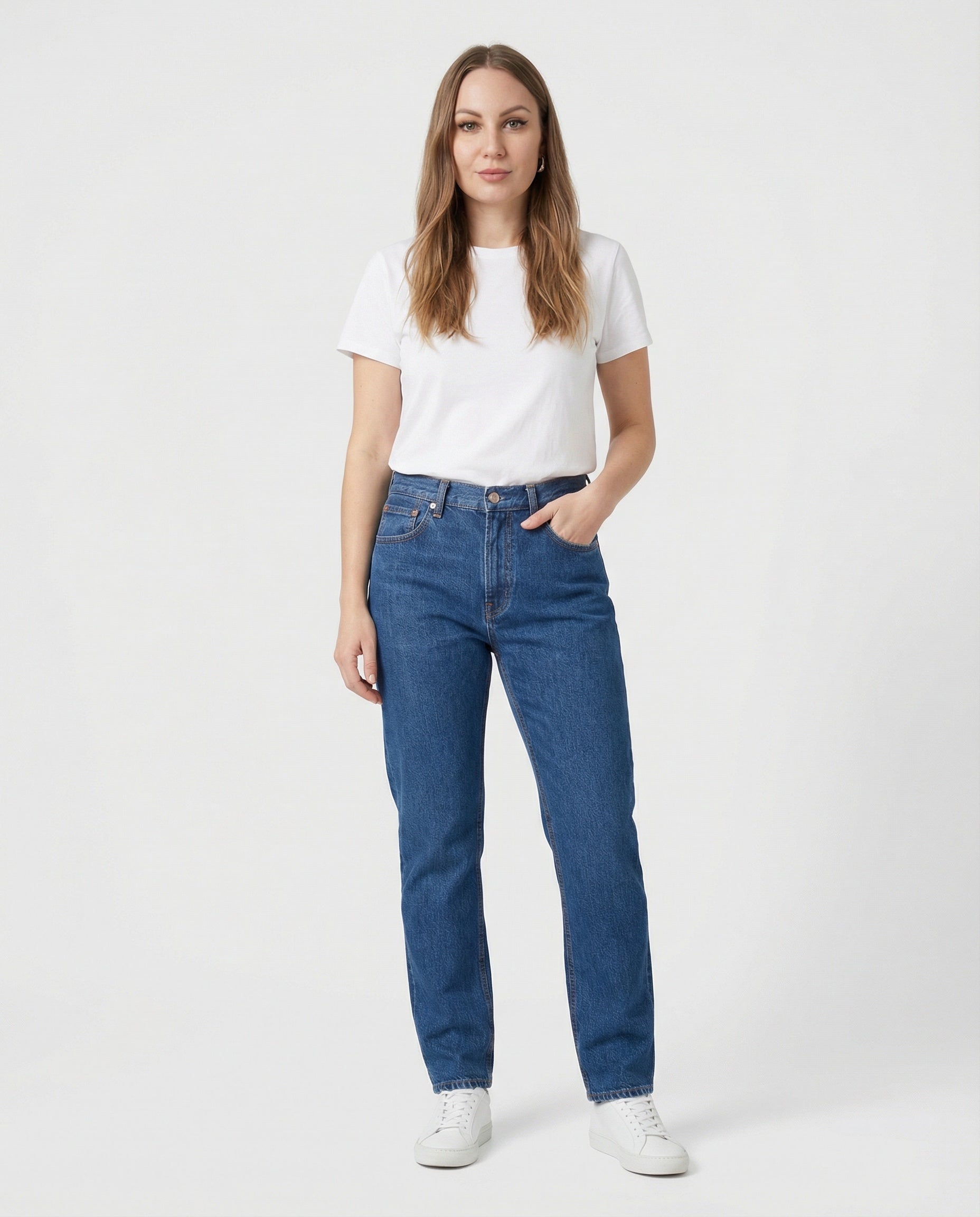 Jeans Mom Fit a vita alta – Denim blu medio