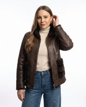 Giacca effetto montone  reversibile  marrone con zip