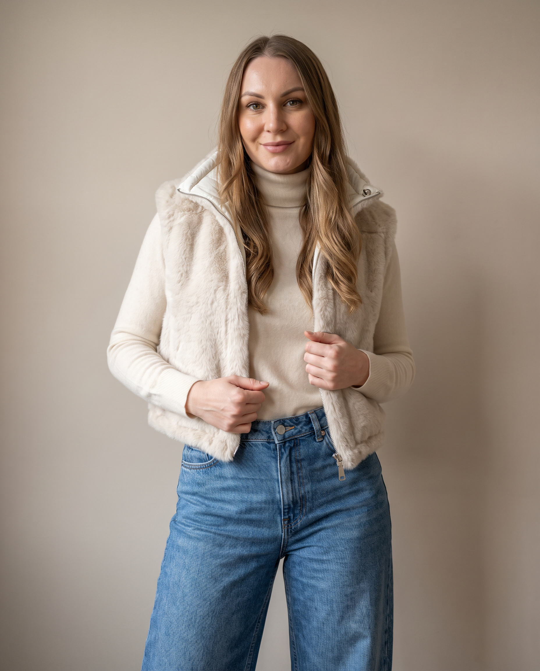 Gilet  reversibile trapuntato e pelliccia