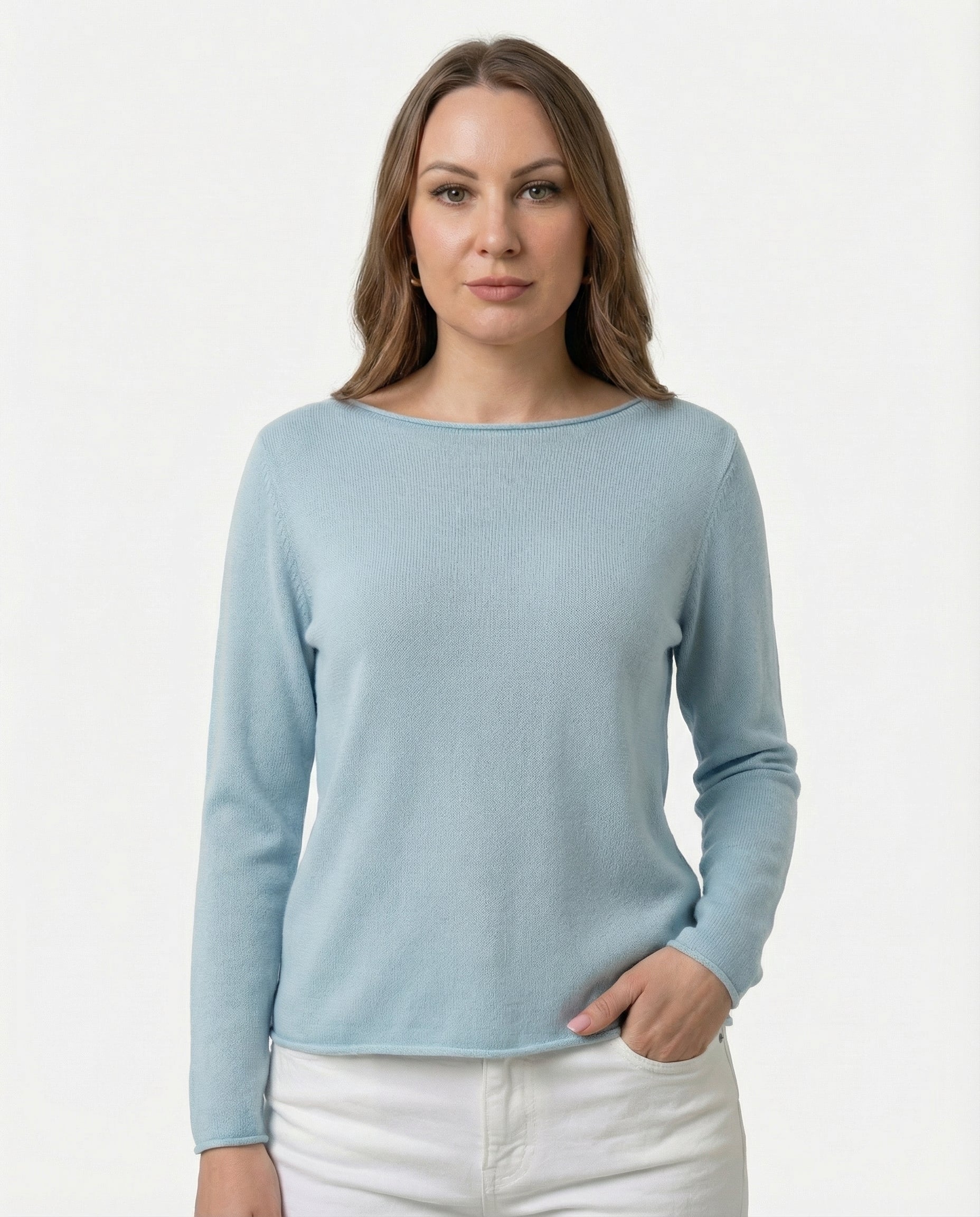 Maglia scollo a barchetta 100% cotone