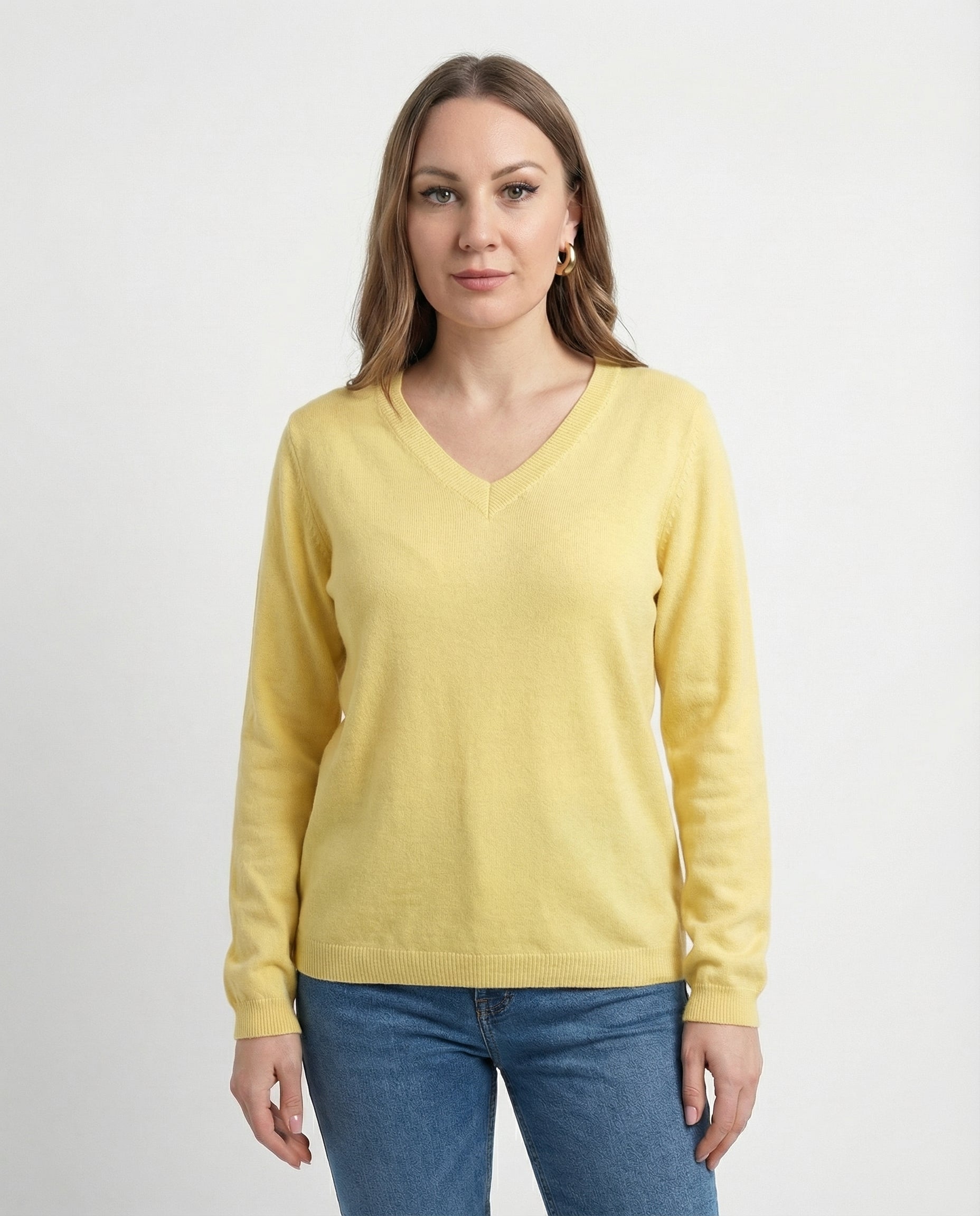 Maglione Donna con Scollo a V 100% cotone