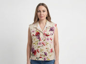 Gilet Floreale in denim  senza maniche
