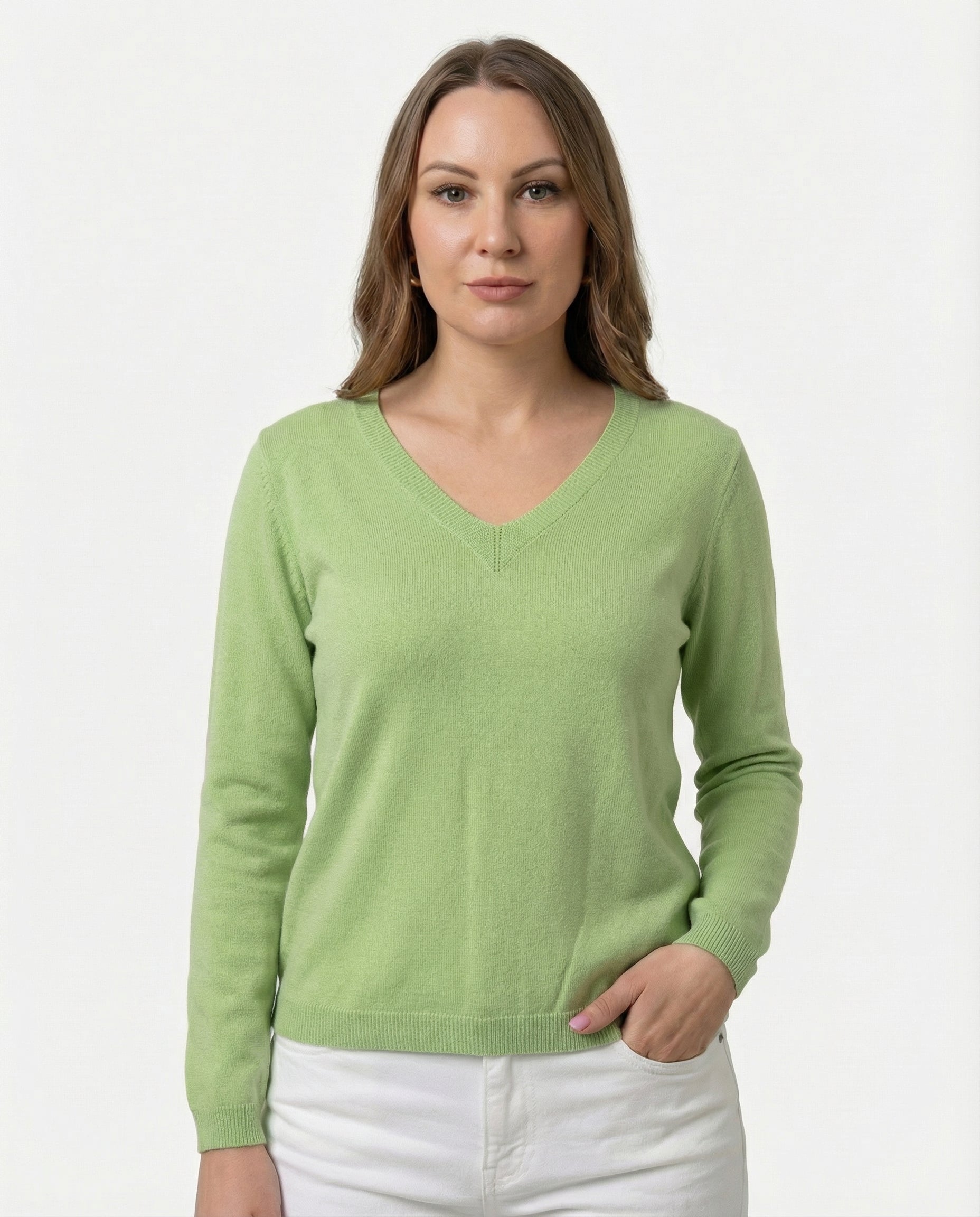 Maglione Donna con Scollo a V 100% cotone