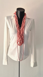 Collana artigianale a cinque fili con filo decorativo in perle/pietrine – Roberta Zanelli
