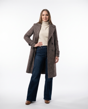 Cappotto lungo fantasia  in misto lana