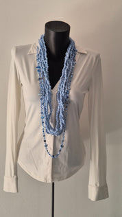 Collana artigianale a cinque fili con filo decorativo in perle/pietrine – Roberta Zanelli