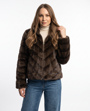 Giacca effetto montone  reversibile  marrone con zip