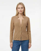 Cardigan punto riso con bottoni Sabbia