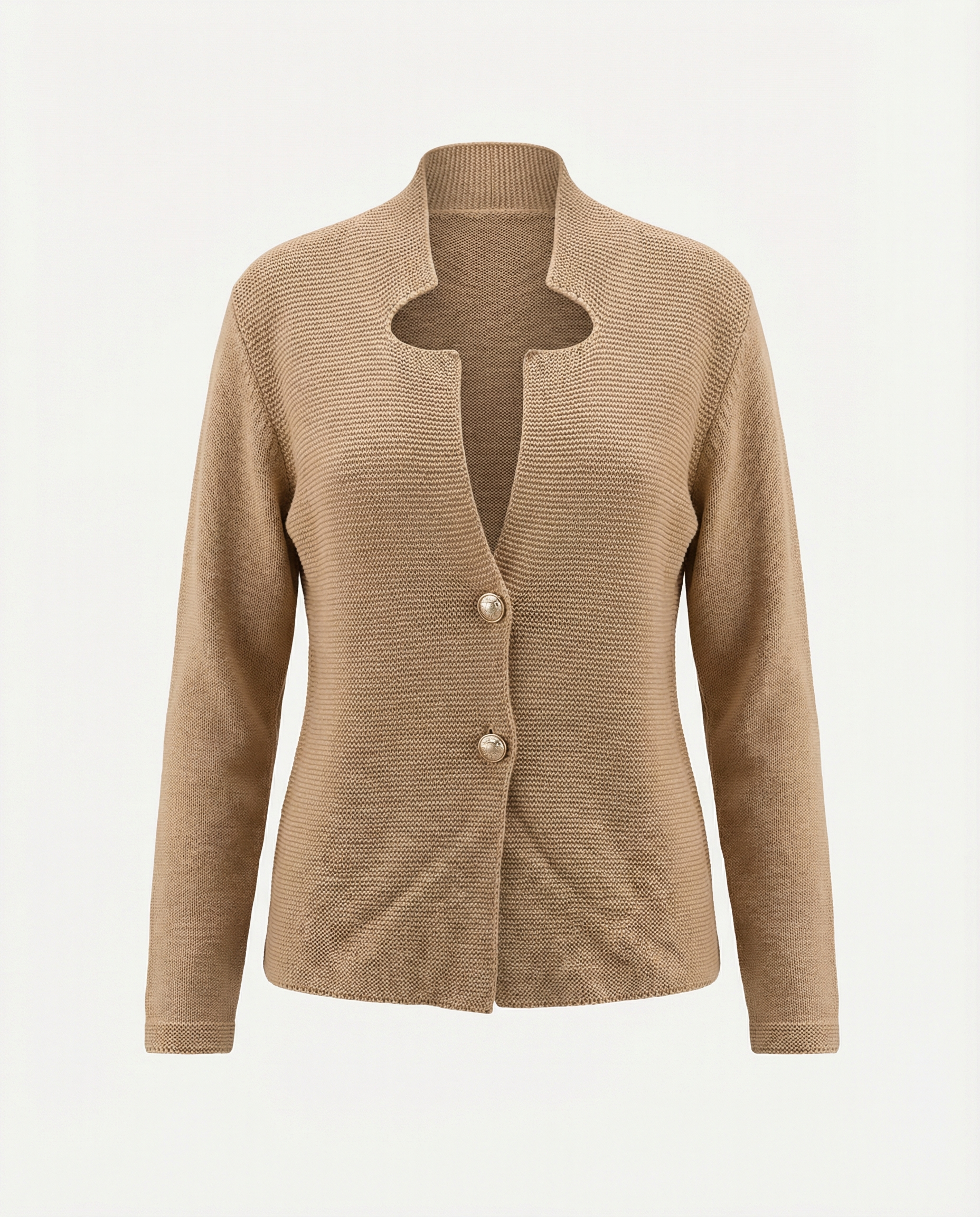 Cardigan punto riso con bottoni Sabbia