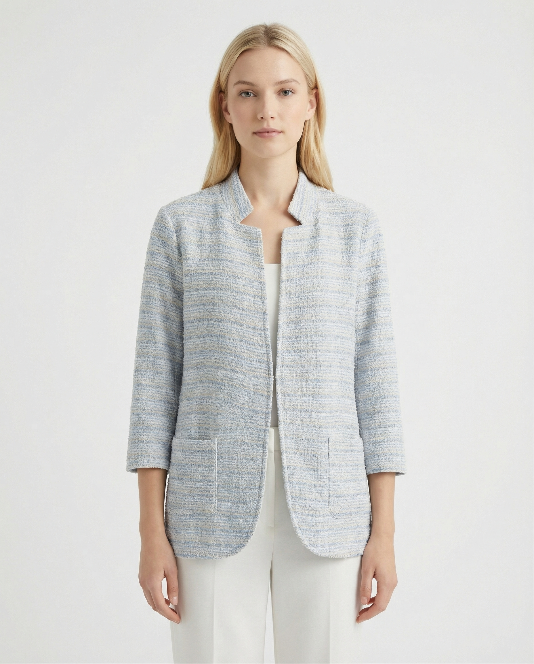 Giacca in tweed  mélange Azzurro/Beige