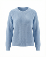 Maglione girocollo azzurro con spacchetti