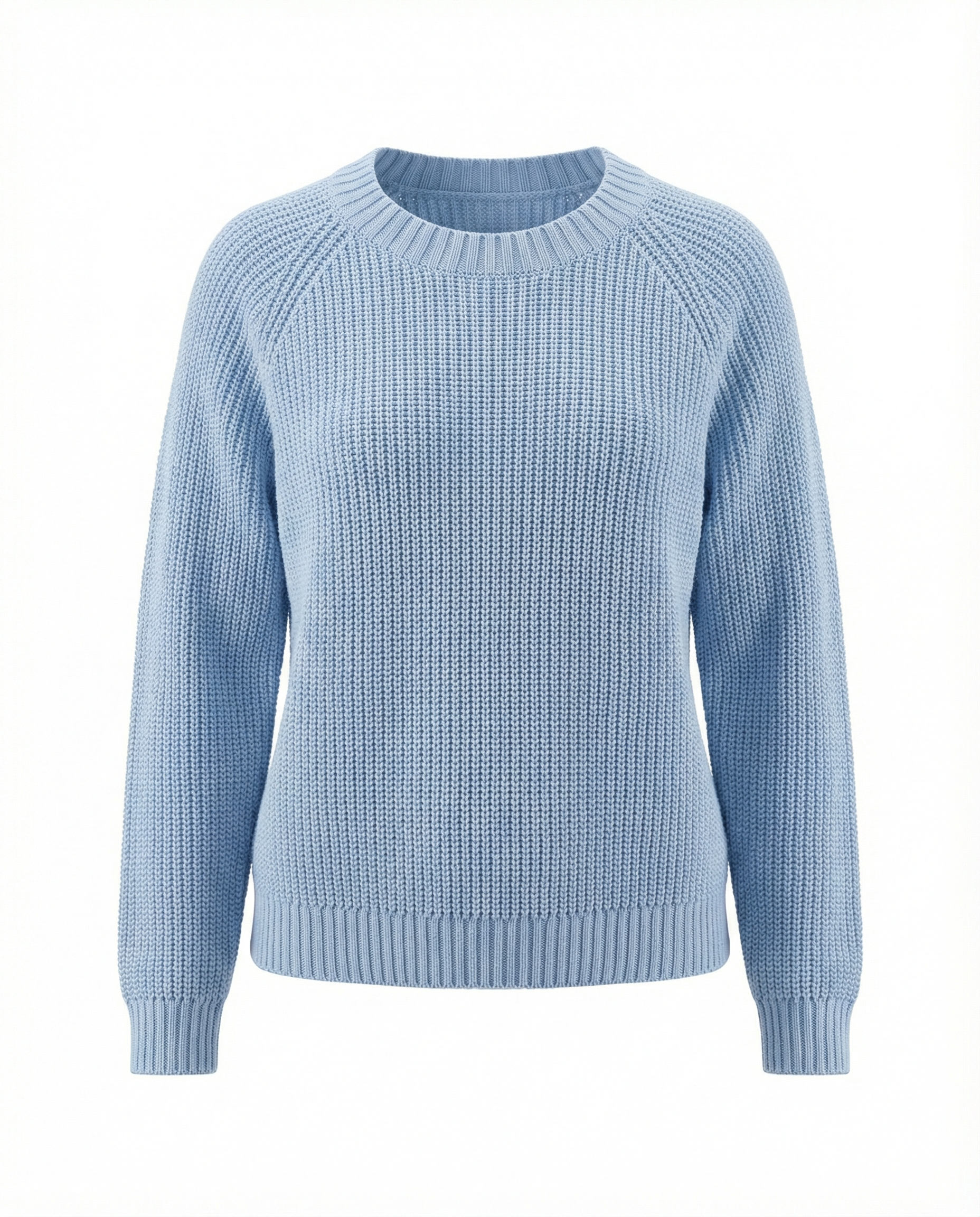 Maglione girocollo azzurro con spacchetti
