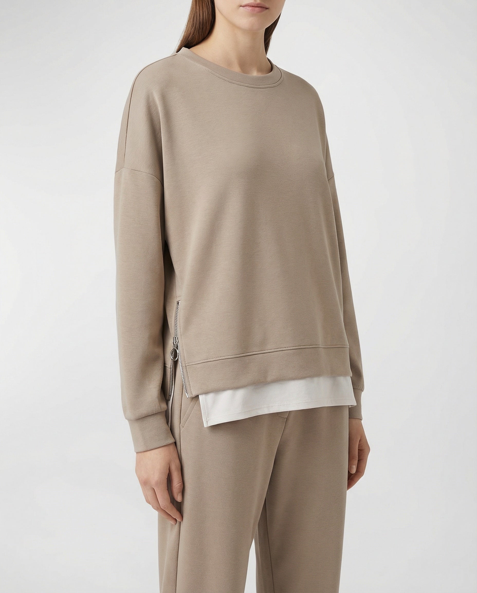 Completo comfy-chic felpa + pantaloni – Tortora
