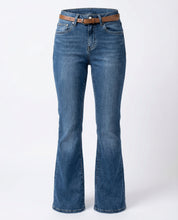 Jeans flare a vita alta – Denim blu medio