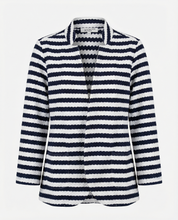 Blazer in jersey goffrato a righe – Navy/Avorio