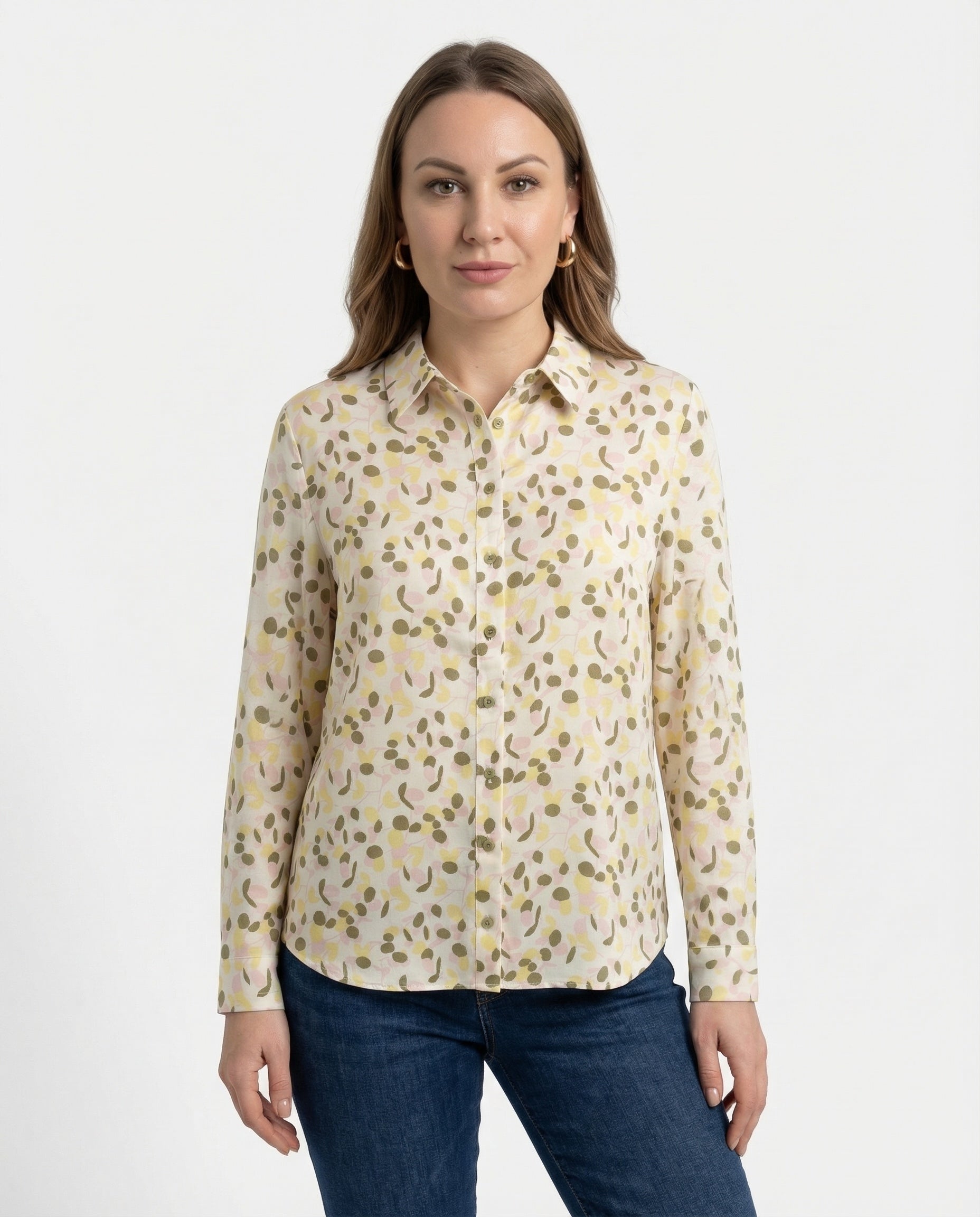 Camicia stampata multicolor- Fondo ecru