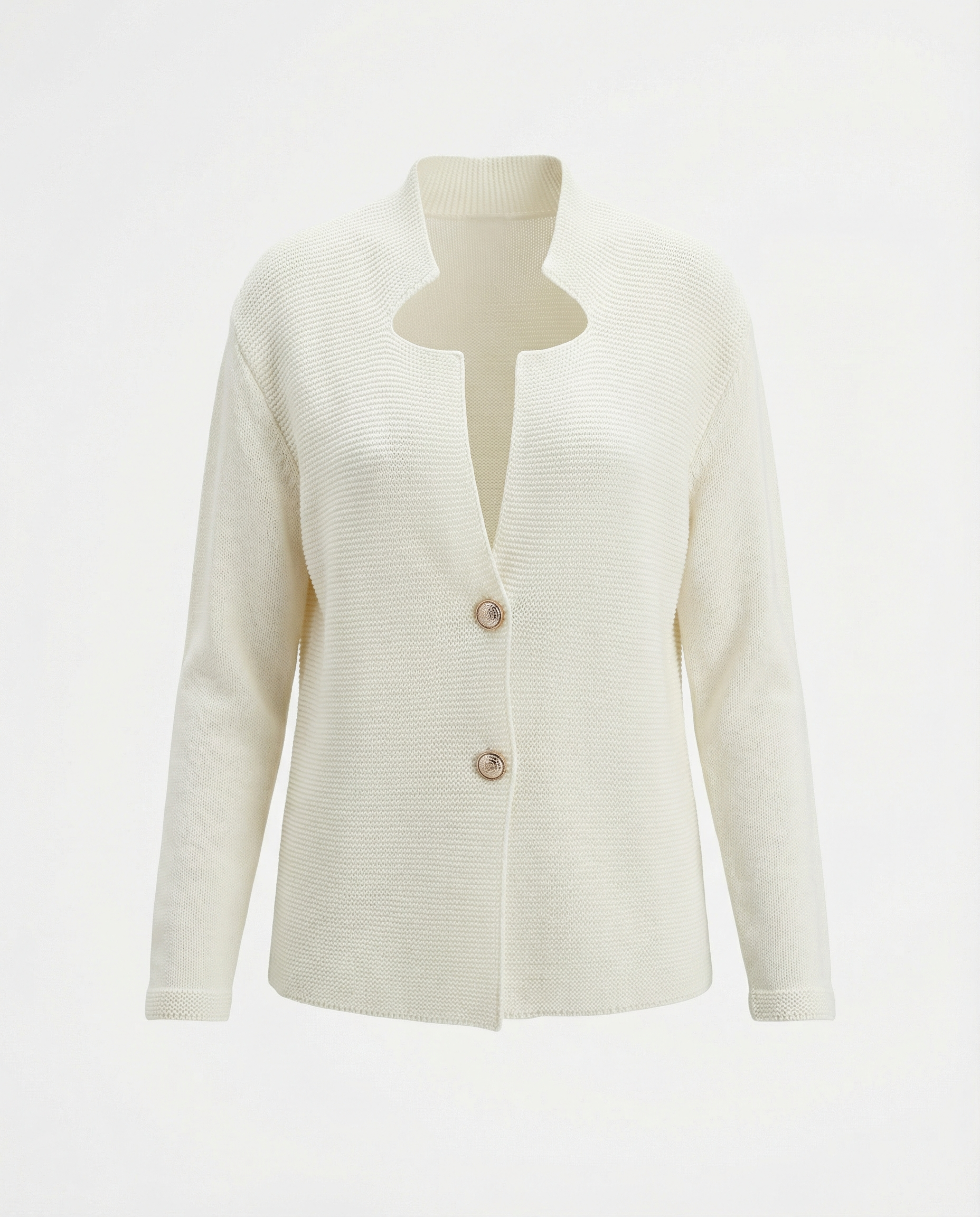 Cardigan punto riso con bottoni Ecru