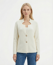 Cardigan punto riso con bottoni Ecru