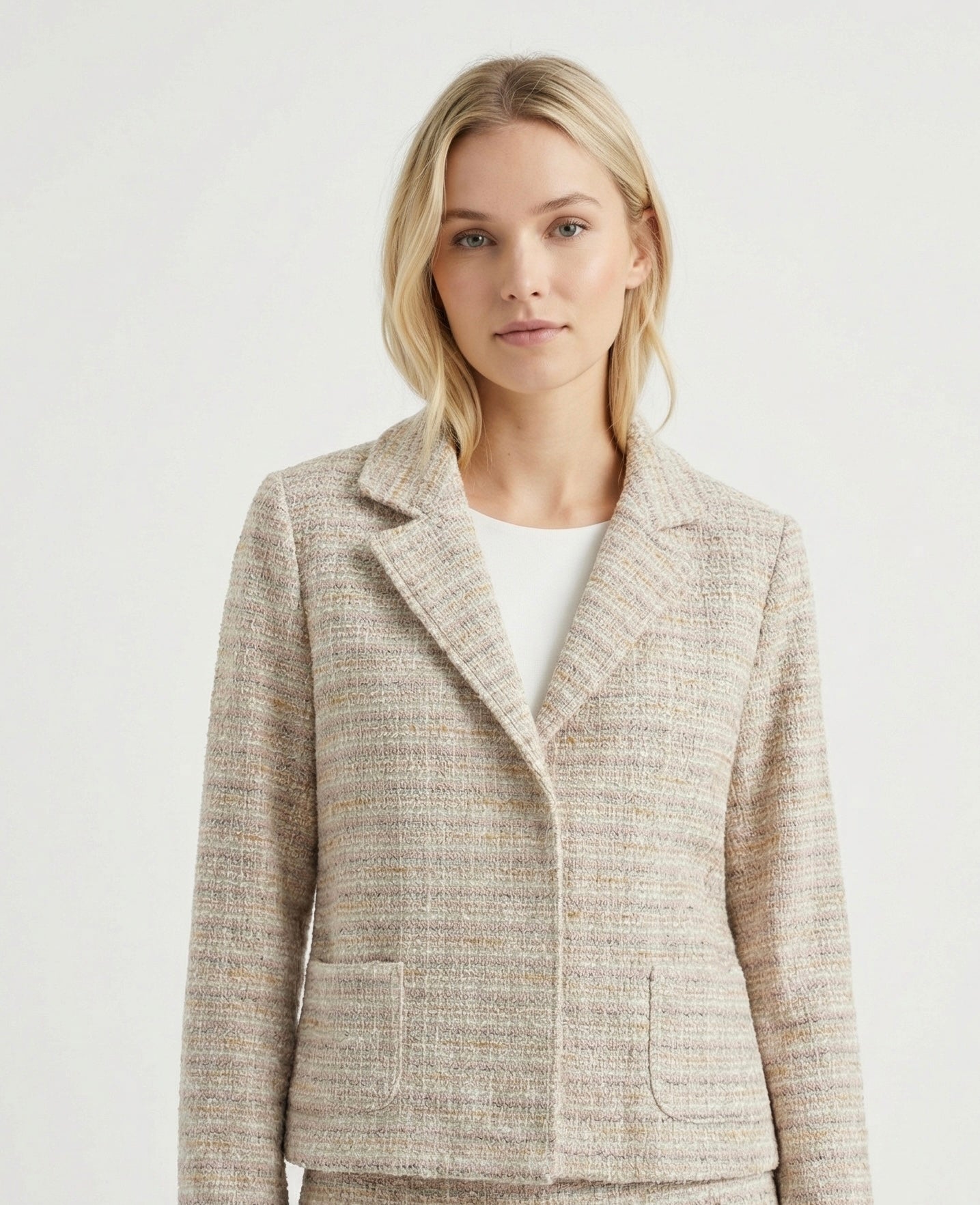 Giacca corta in tweed Beige mélange
